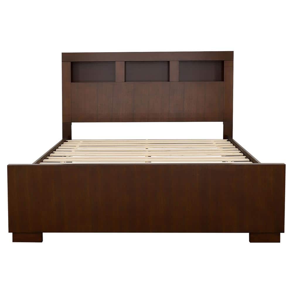 Majestic Cappuccino Queen Bed with Cubby Storage Headboard