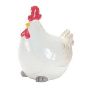 Resin White Rooster Figurine Set of 2