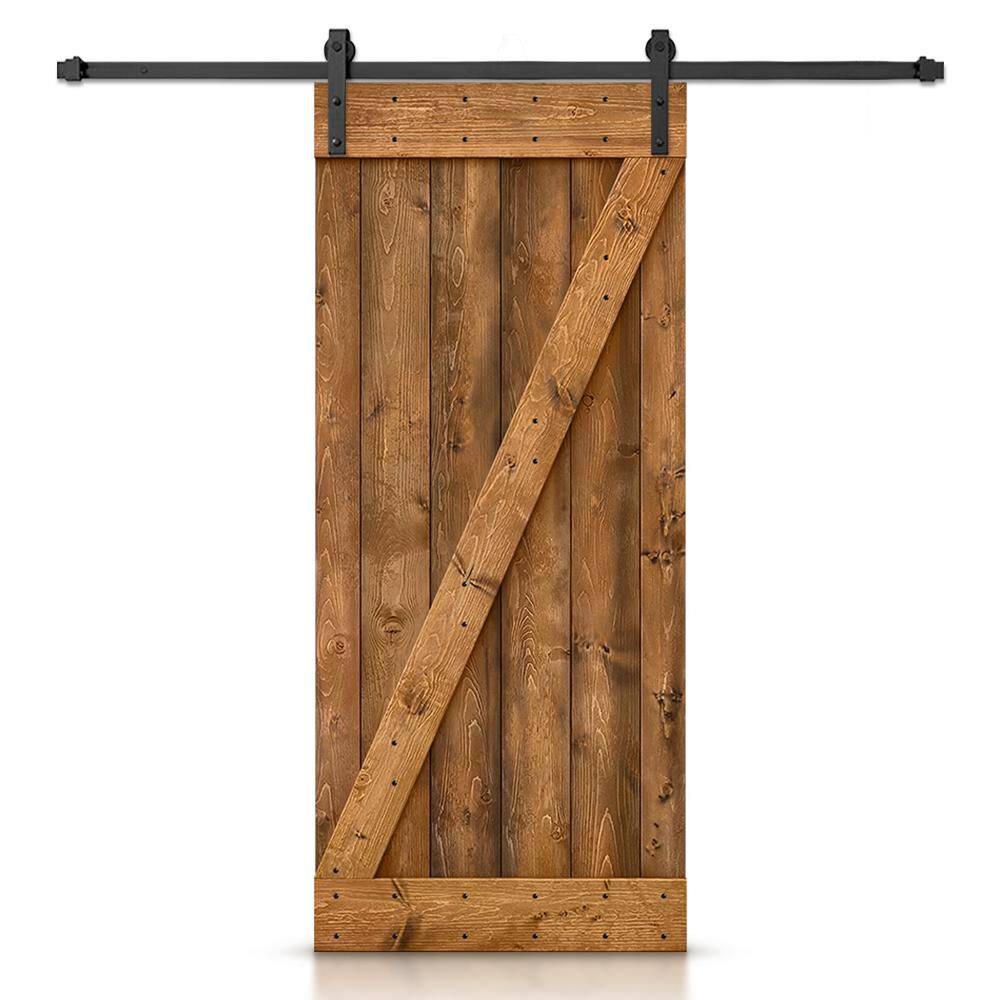 26 in. x 80 in. Distressed Z Series Walnut Stained DIY Wood Interior Sliding Barn Door with Hardware Kit price history on PriceWatchPro