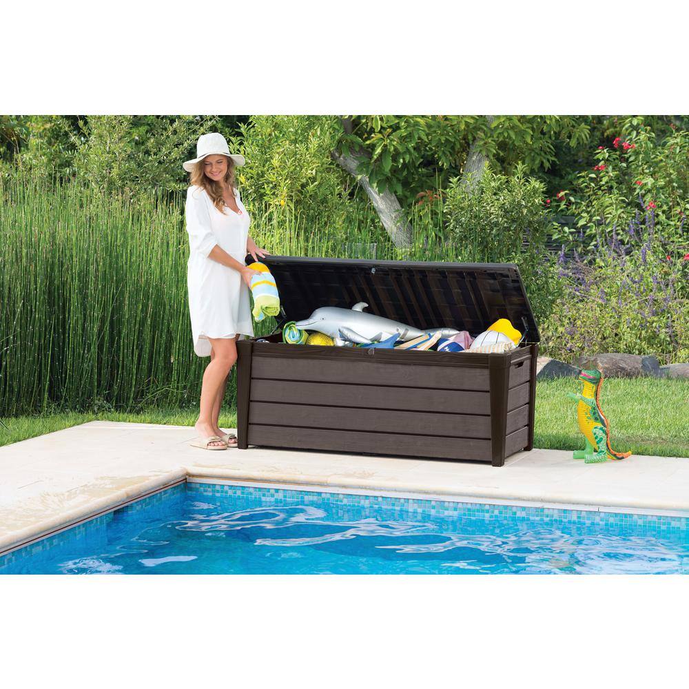 Keter Brown Lockable Plastic Wicker Outdoor Deck Box
