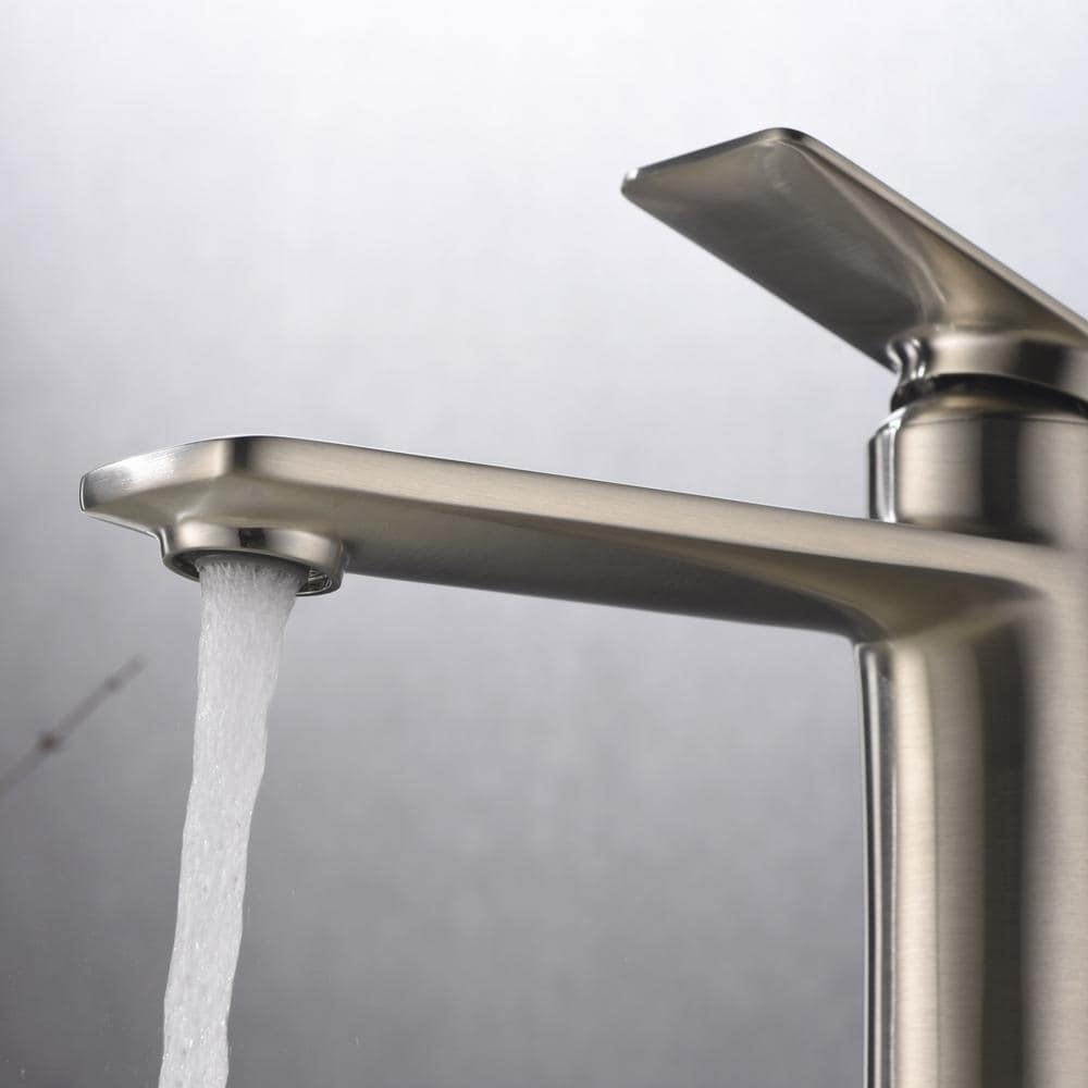 Brushed Nickel Tall Single-Handle Bathroom Faucet