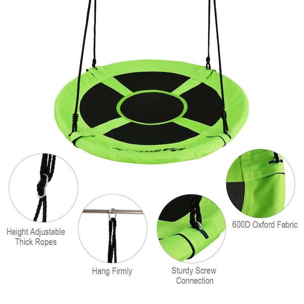 40 in. Green Flying Saucer Tree Web Swing Indoor Outdoor Play Set Kids Christmas Gift