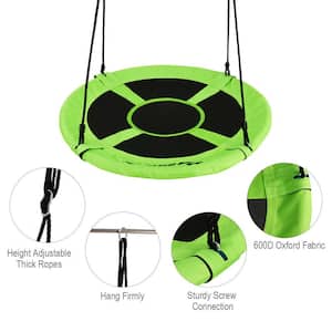 64 in. Green Flying Saucer Tree Web Swing Indoor Outdoor Play Set Kids Christmas Gift