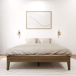 Brown, Wood Frame, Queen-Size Platform Bed, Matte Walnut
