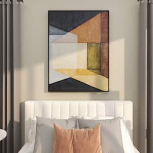 1-Panel Abstract Color Block Framed Wall Art Print with Black Frame 39 in. x 30 in.