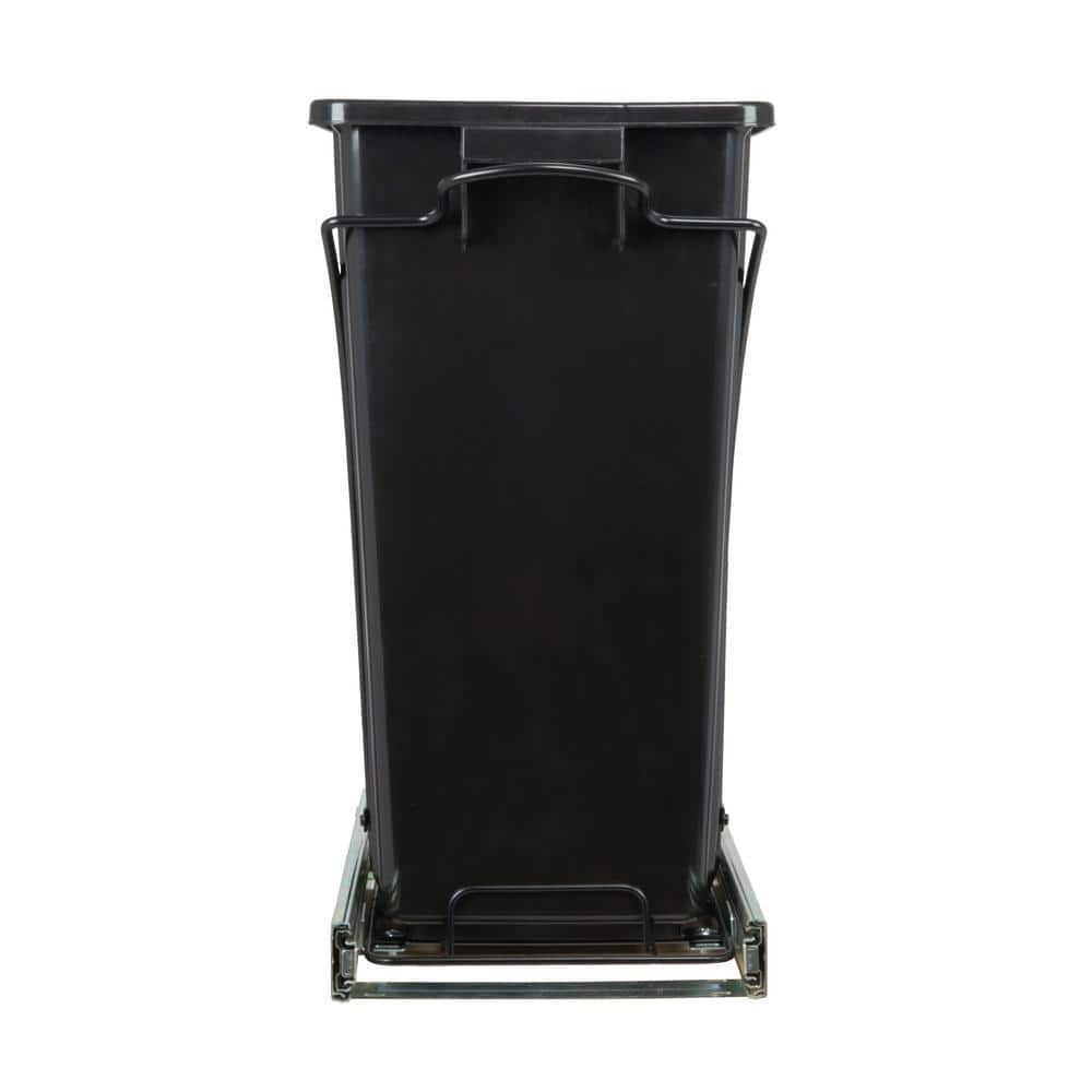 Black Plastic Pull-Out Trash Can with Chrome-Plated Steel Base