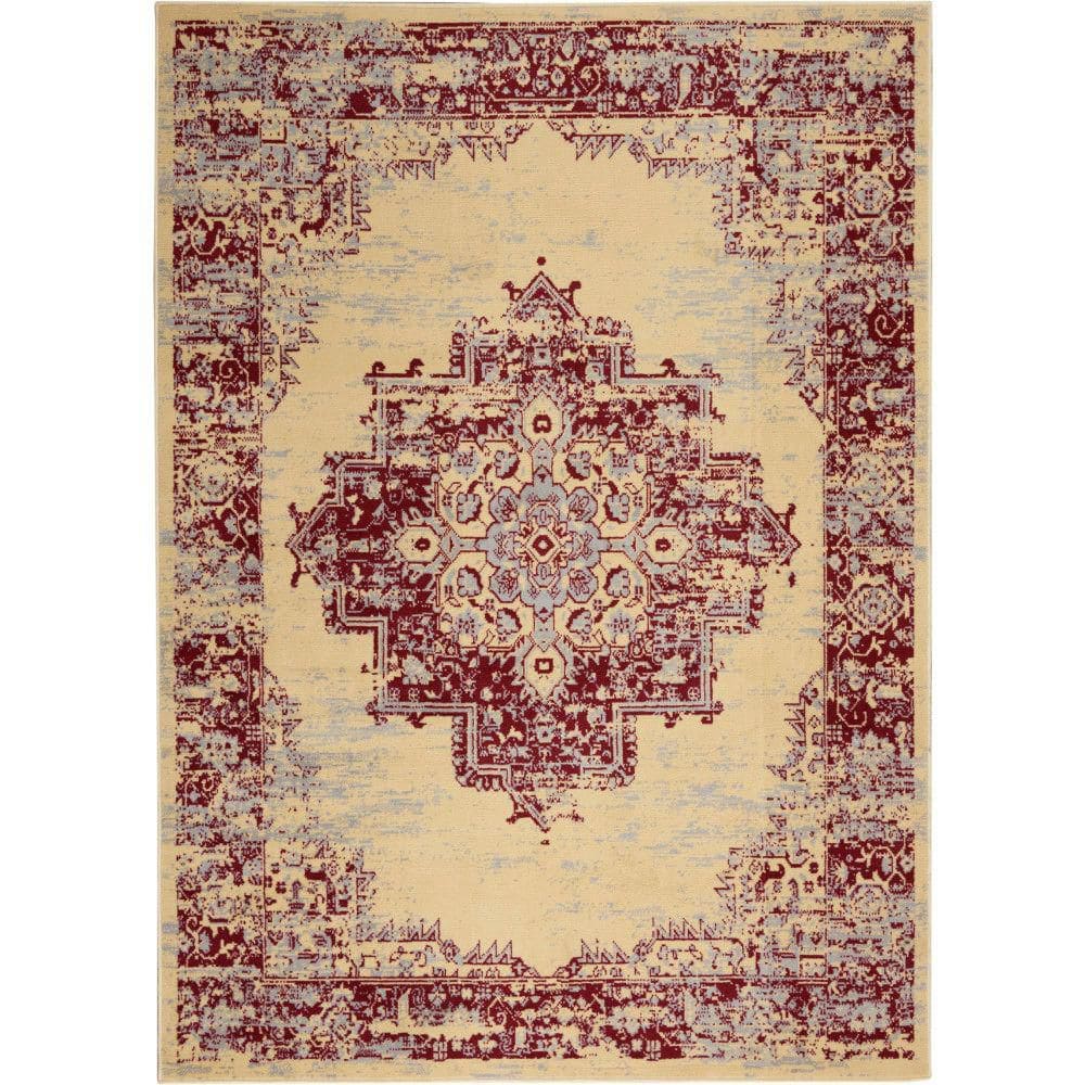 Grafix Cream/Red 6 ft. x 9 ft. Persian Medallion Transitional Area Rug price history on PriceWatchPro