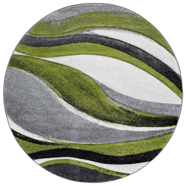 Hollywood 5 X 5 Gray/Green Abstract Round Rug