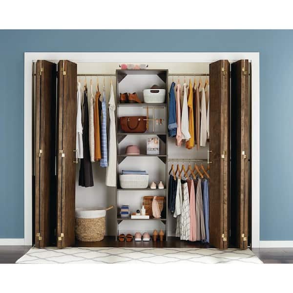 Style+ 84 in. W - 120 in. W Coastal Teak Wood Closet System