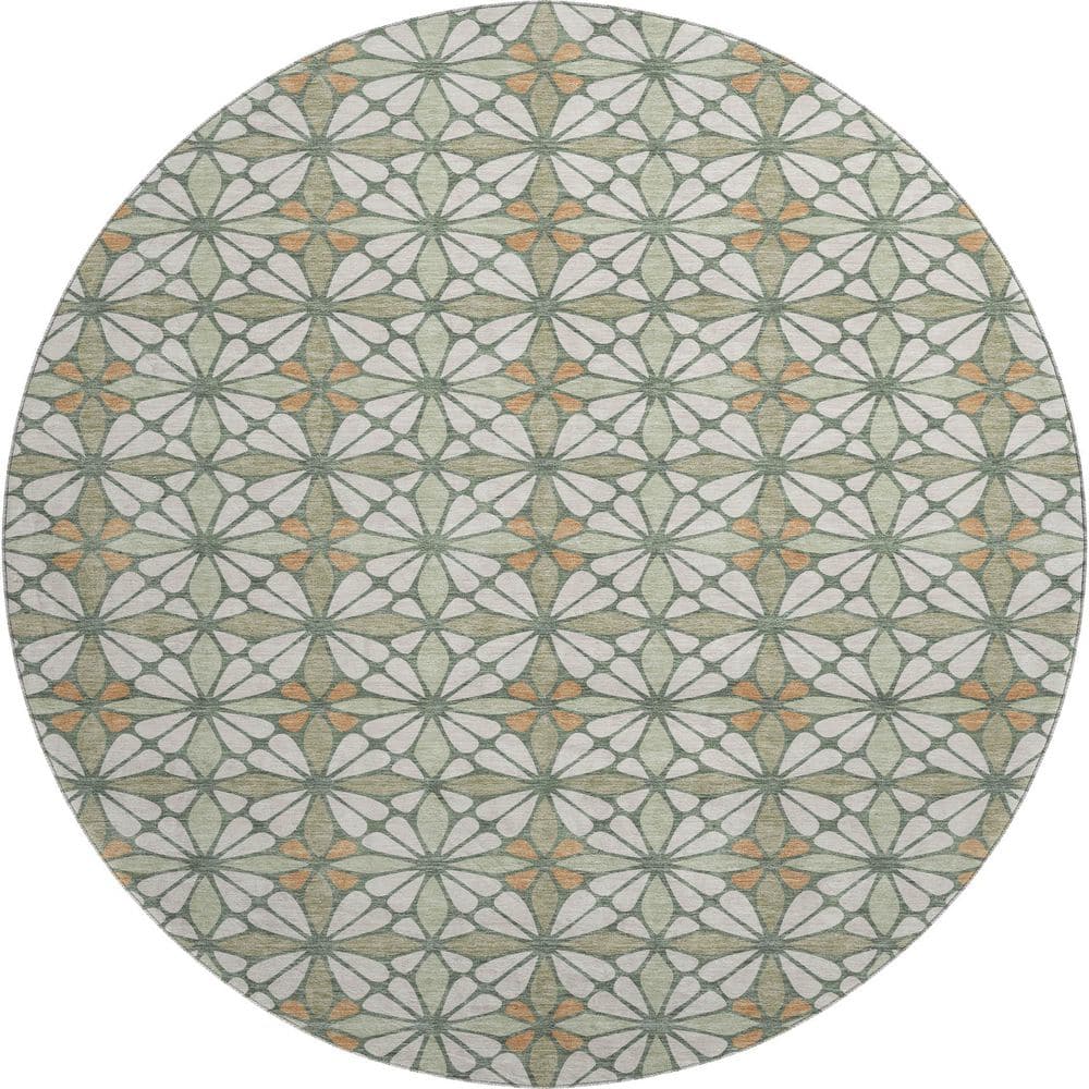 Mayfield Premium Machine Washable Abstract AMF2469 Linen 8 ft. x 8 ft. Round Rug price history on PriceWatchPro