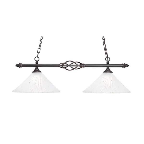 Bridgewater 2-Light Dark Granite Billiard Light with 12 in. Amber Crystal Glass Shades, no bulbs included