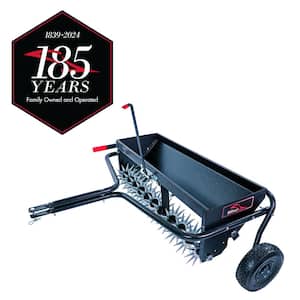 40 in. Tow-Behind Combination Aerator Spreader with 3-D Steel Tines and Pneumatic Tires