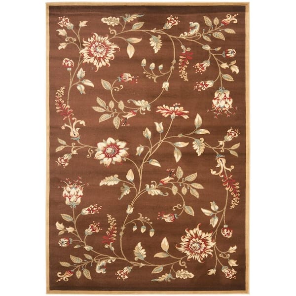 SAFAVIEH Lyndhurst Brown/Multi 8 ft. x 11 ft. Border Floral Area Rug