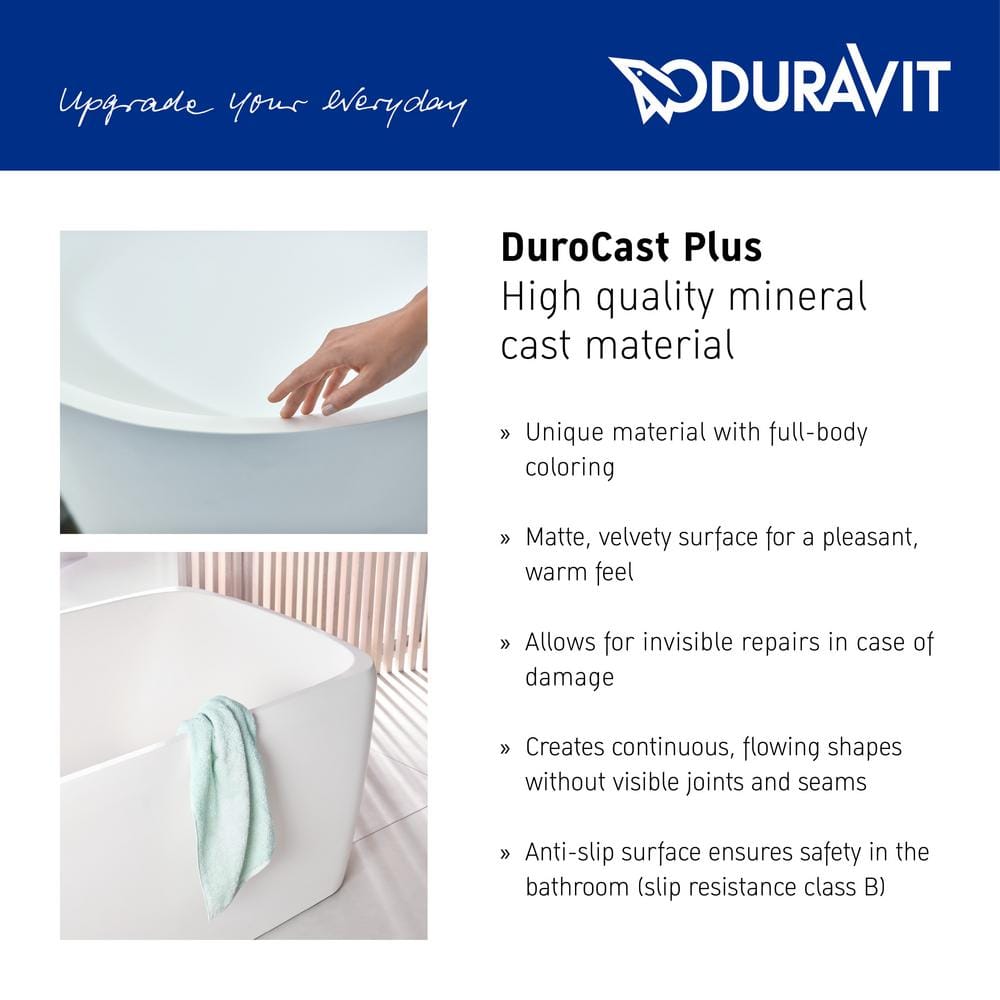 Duravit 63'' White Acrylic Freestanding Soaking Bathtub