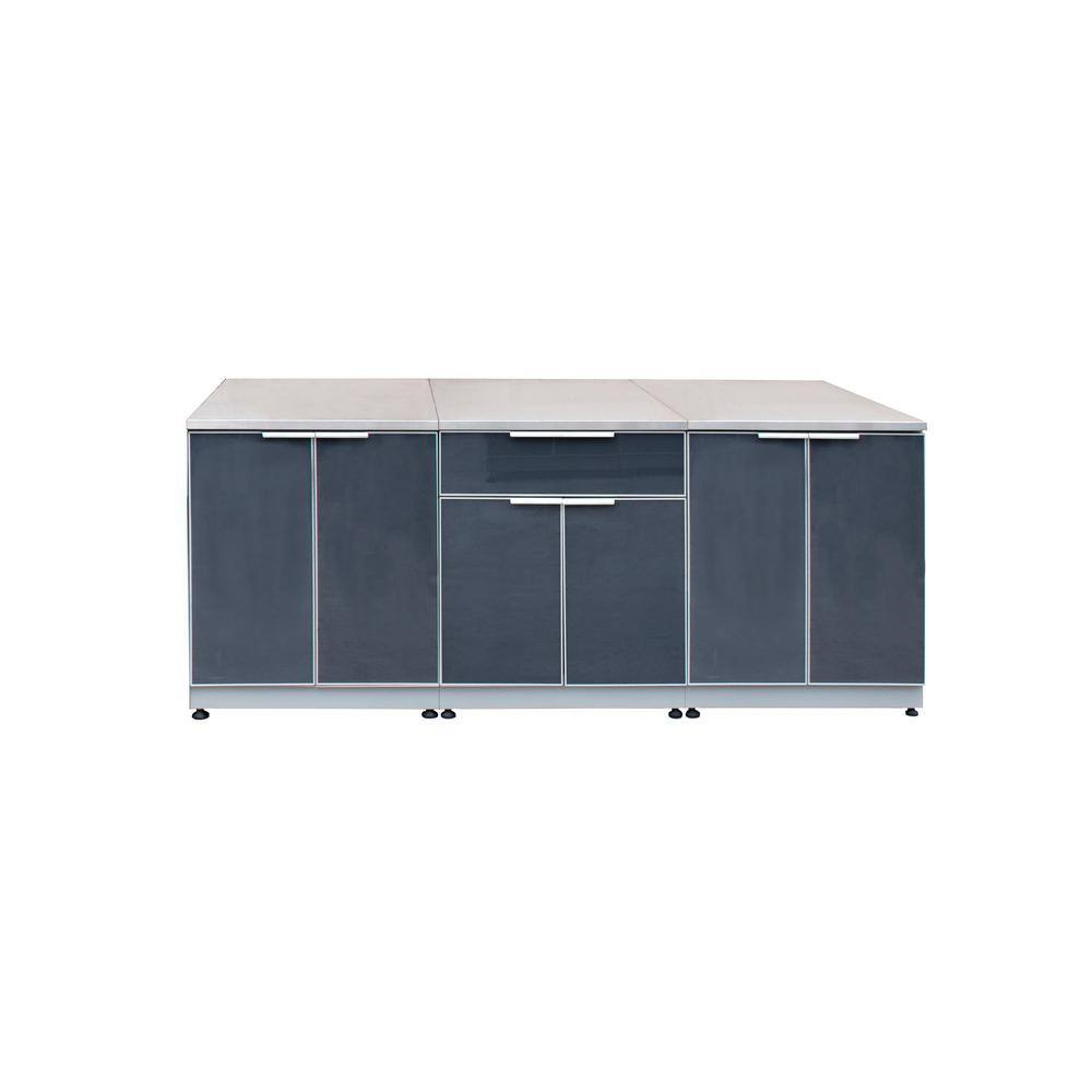 Aluminum Slate Gray 3-Piece 90 in. W x 37.25 in. H x 25.25 in. D Outdoor Kitchen Cabinet Set with 2-Door Cabinets price history on PriceWatchPro