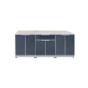 Aluminum Slate Gray 3-Piece 90 in. W x 37.25 in. H x 25.25 in. D Outdoor Kitchen Cabinet Set with 2-Door Cabinets