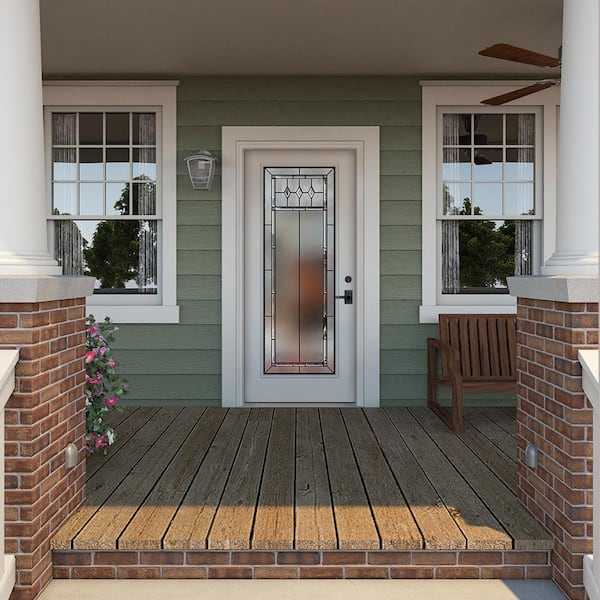 36 in. x 80 in. Full Lite Mission Prairie Primed Steel Prehung Left-Hand Inswing Front Door w/Brickmould