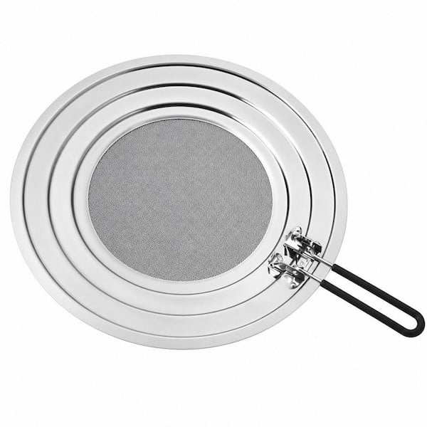 Stainless Steel Splatter Screen for 7.8-11 in. Frying Pan, Grease Splatter Guard with Folding Handle, Cover Oil Splash