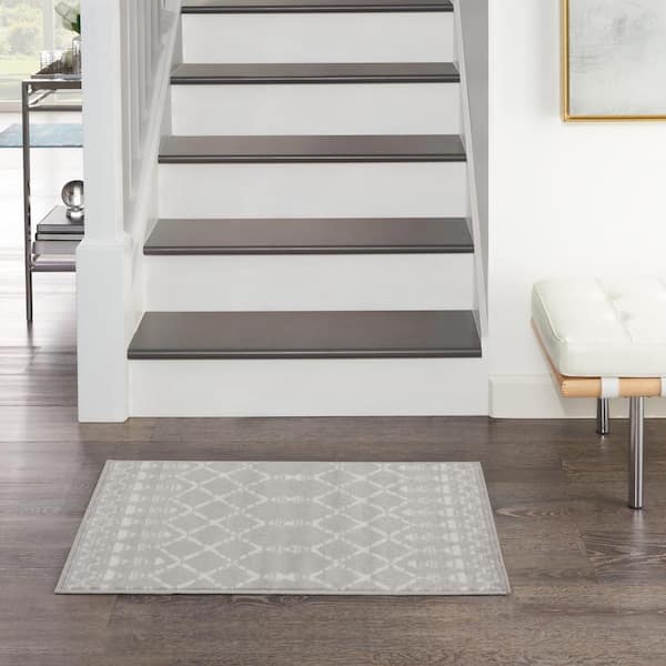 Whimsicle Grey doormat 2 ft. x 3 ft. Geometric Bohemian Kitchen Area Rug