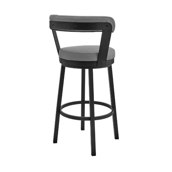 Benjara 26 in. Gray and Silver Low Back Metal Frame Bar