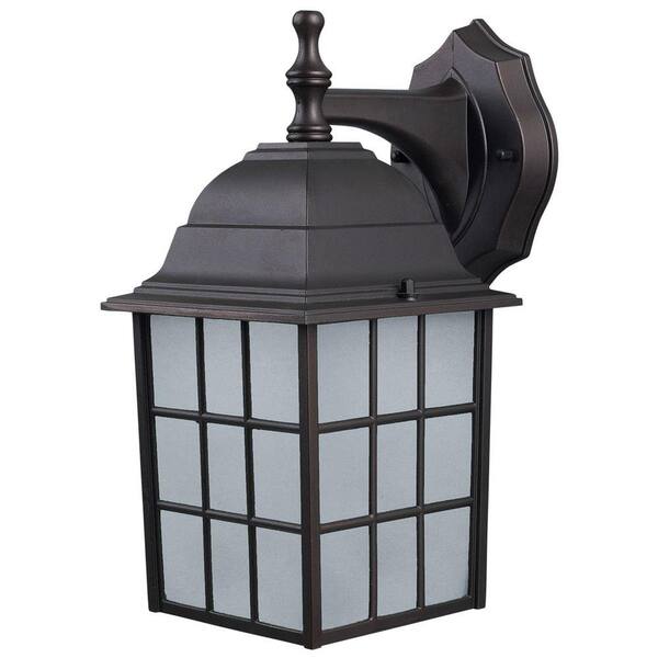CANARM Colton 1-Light Bronze Outdoor Wall Lantern Sconce with Frosted Glass