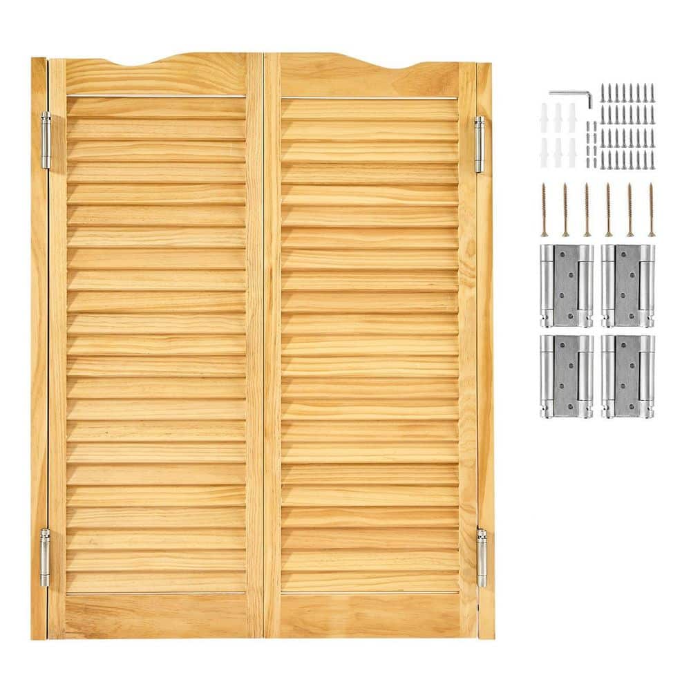 Pine Wood Double Saloon Doors, 32 in. x 42 in. Arched Top Interior Swinging Cafe Doors with Hinges, Hardware Kit price history on PriceWatchPro