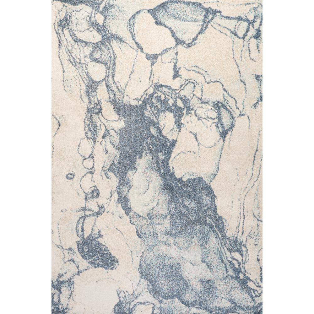 Blue and Cream Abstract 8' x 10' Synthetic Area Rug