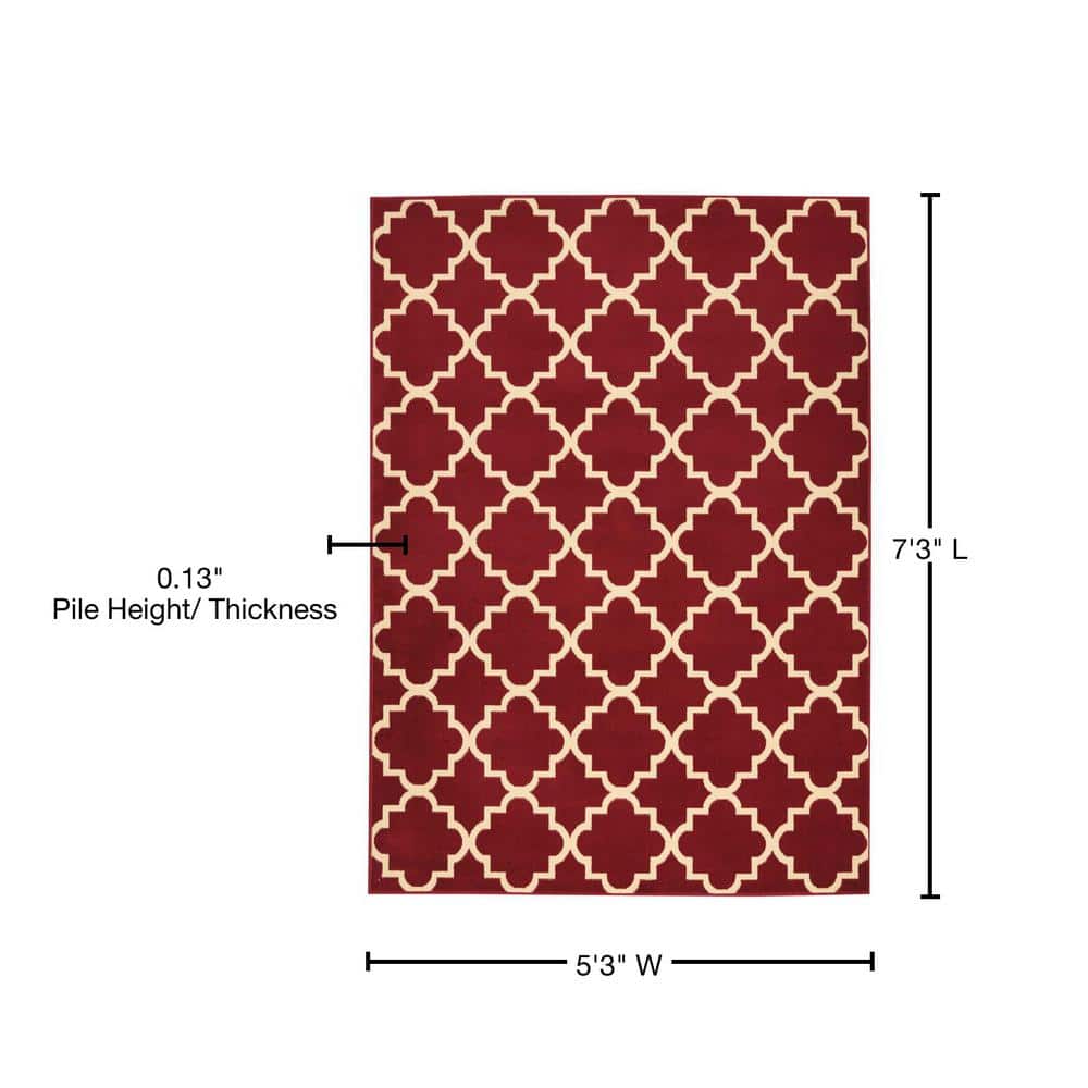 Tufted Handmade 5' x 7' Rectangular Red Spot Resistant Rug