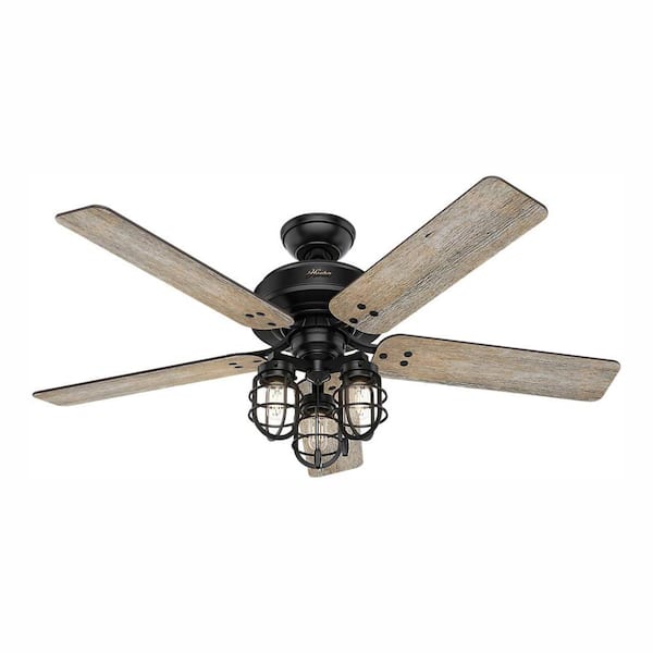 Hunter Port Isabel 52 in. LED Indoor/Outdoor Matte Black Ceiling Fan with Light Kit