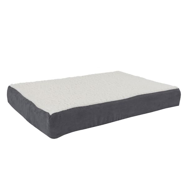 Petmaker Orthopedic Sherpa Top Pet Bed with Memory Foam Removable Cover Gray