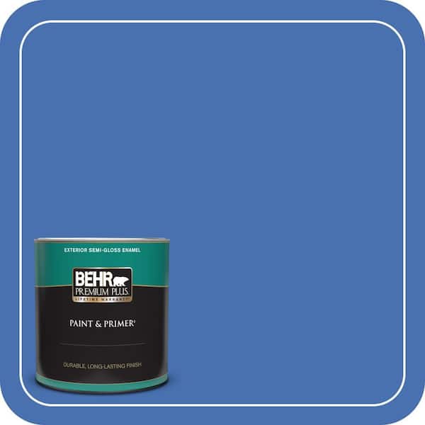 BEHR PREMIUM PLUS 1 qt. Home Decorators Collection #HDC-SM16-07 Croquet Blue Semi-Gloss Enamel Exterior Paint & Primer