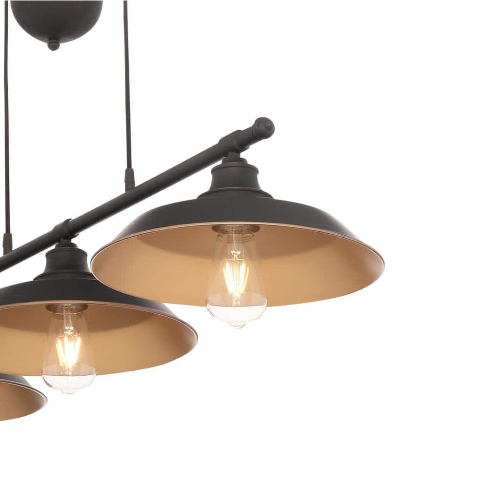 Vintage Farmhouse 59'' Oil Rubbed Bronze Island Pendant with Pulley System