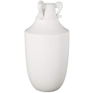 White Sleek Amphora Ceramic Decorative Vase with Scroll Handles