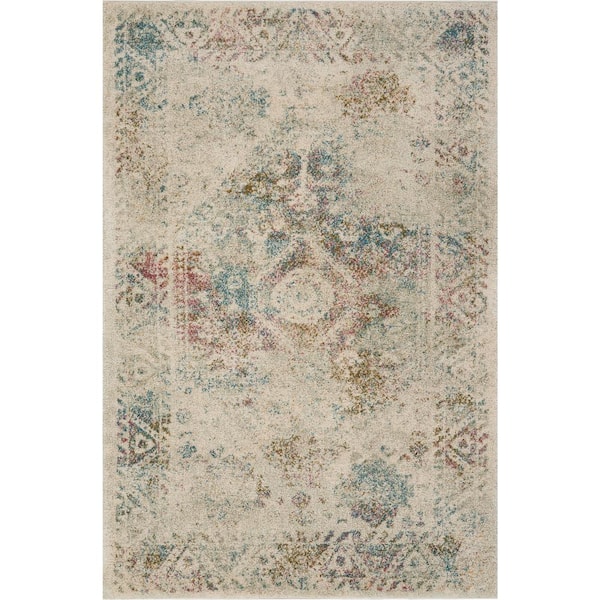 Nourison Fusion Cream 4 ft. x 6 ft. Persian Farmhouse Area Rug