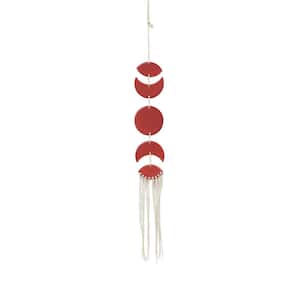24 in. L Red Ceramic Moon phase Pieces with Tassel Wind Chime
