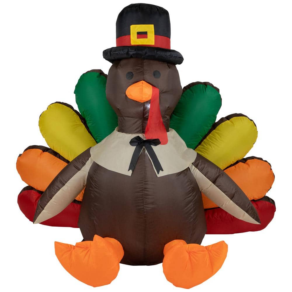 Northlight 4 ft. Inflatable Lighted Thanksgiving Turkey Outdoor ...