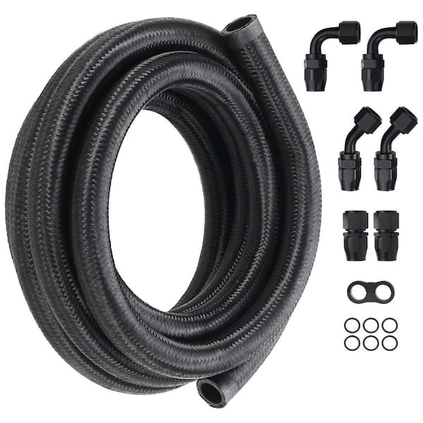 10AN Fuel Line Kit, 10 FT. Fuel Hose Kit, 0.55 in. Nylon Stainless Steel Braided Fuel Line Oil/Gas Hose End Fitting Kit