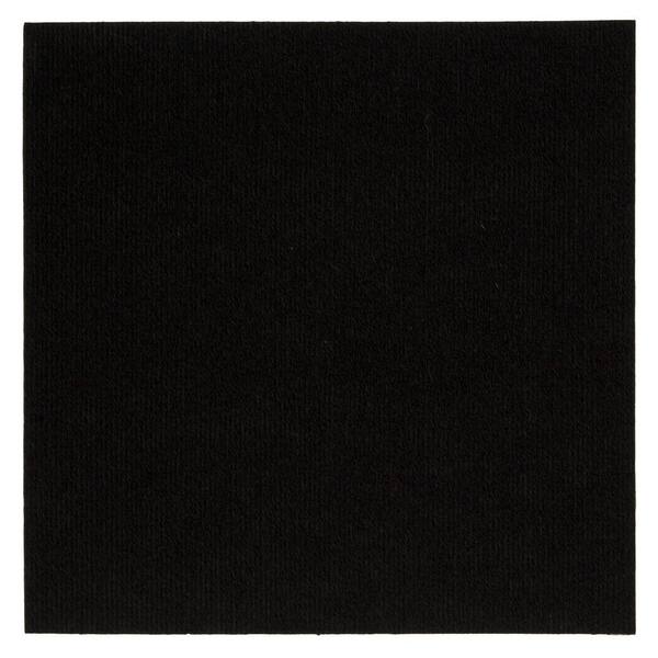 Mohawk Home Black Ribbed 18 in. x 18 in. Carpet Tiles (16 Tiles/ Case)-DISCONTINUED