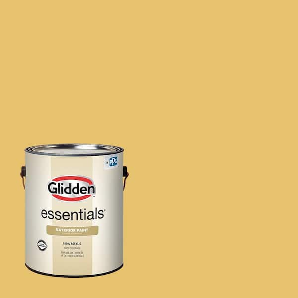 Glidden Essentials 1 gal. PPG1106-4 Turner's Yellow Satin Exterior Paint