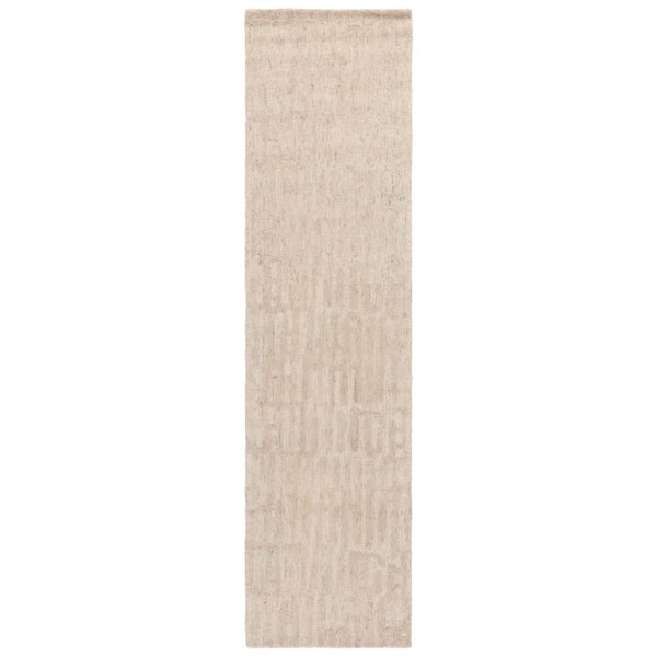 Ebony 2 ft. x 9 ft. Beige Faded Striped Solid Runner Rug