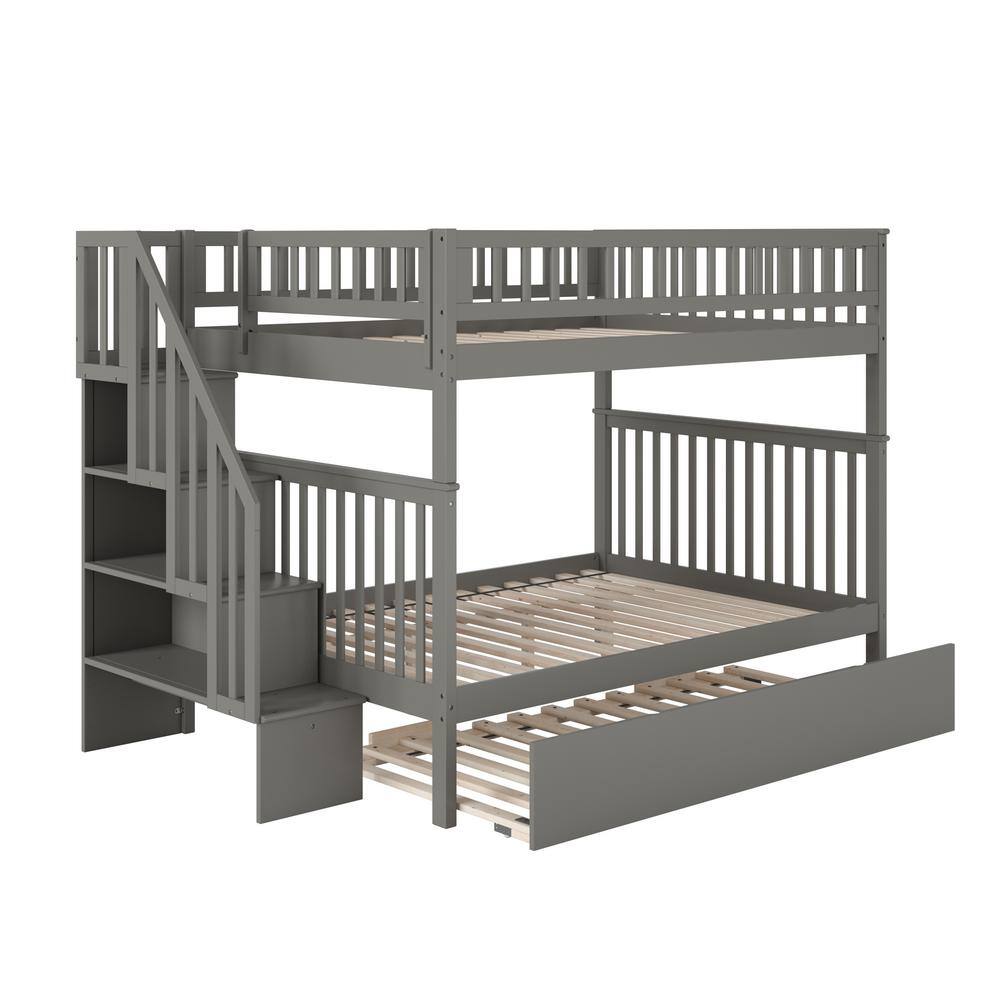 Woodland Staircase Bunk Bed Full over Full with Twin Size Urban Trundle ...