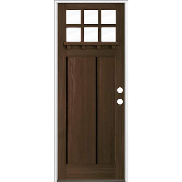 Krosswood Doors 36 in. x 96 in. 6-LIte Craftsman Left Hand Black Stain Douglas Fir Prehung Front Door