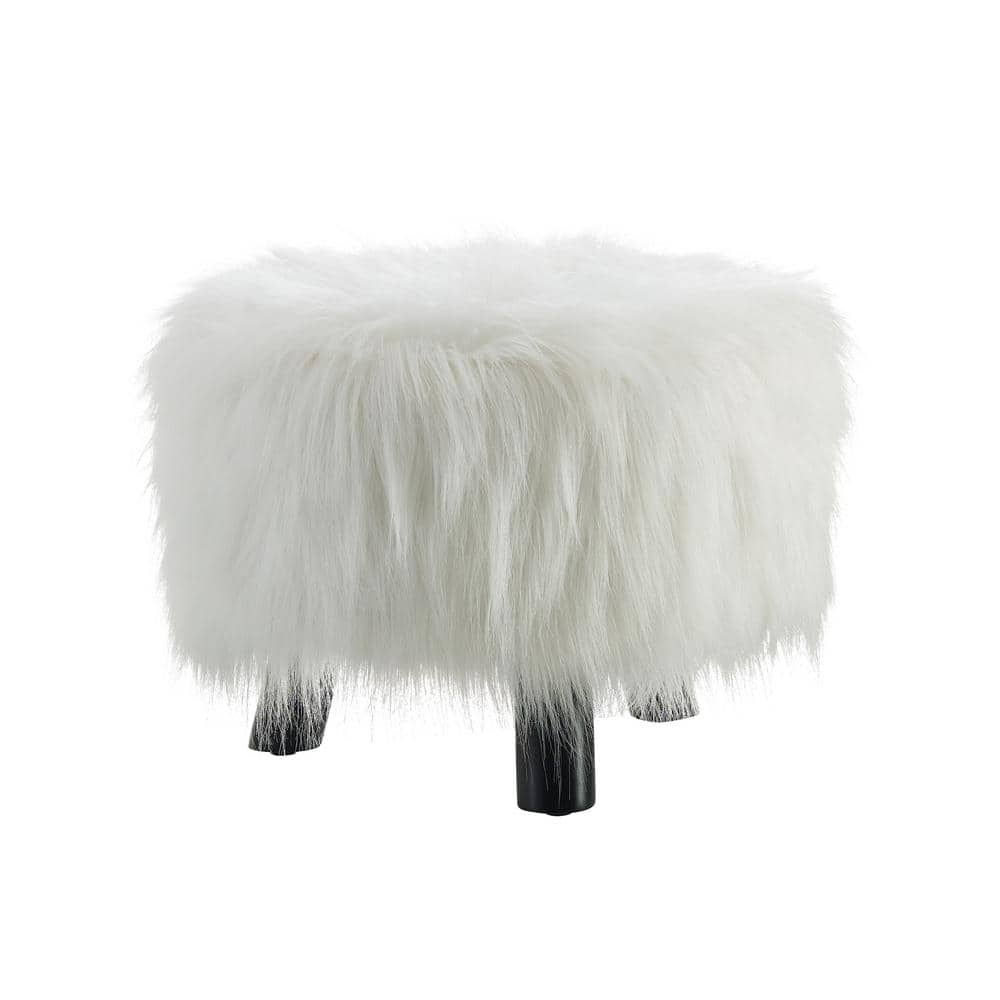 Black faux fur deals stool