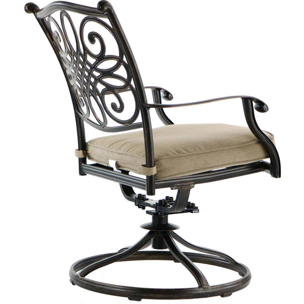 Hanover Traditions 9-Piece Bronze Aluminum Patio Dining Set with Beige Cushions