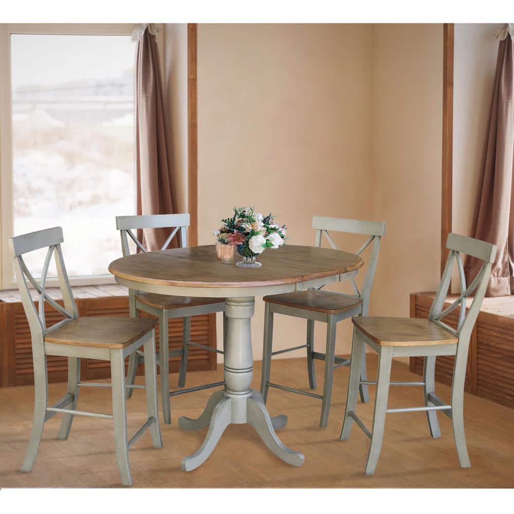 Hickory & Stone 36"-48" Extendable Oval Dining Set with 4 Chairs