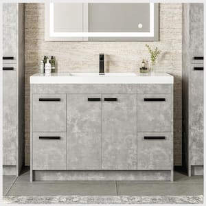Lugano 42 in. W x 19 in. D x 36 in. H Single Bath Vanity in Cement Gray with White Acrylic Top and White Integrated Sink