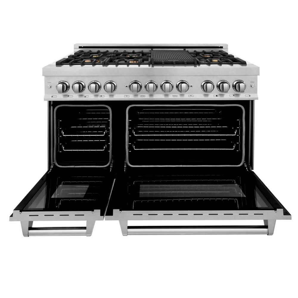 ZLINE 48" Stainless Steel Dual Fuel Range with Brass Burners
