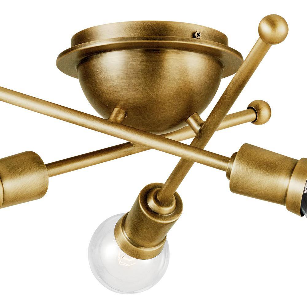 Natural Brass 15" Sputnik Flush Mount Ceiling Light
