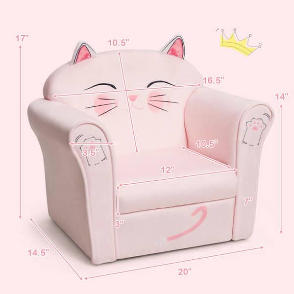 Costway Kids Cat Sofa Children Armrest Couch Upholstered Chair in Pink  HW65438 - The Home Depot