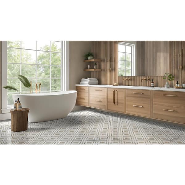 Wellington Pattern 12 in. x 12 in. x 8mm Polished Marble Mosaic Tile (10 sq. ft./Case)